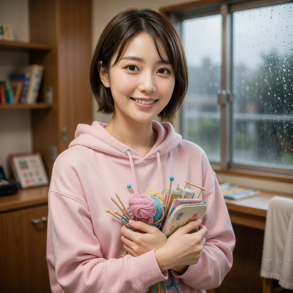 先輩の部屋で手芸