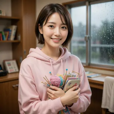 先輩の部屋で手芸