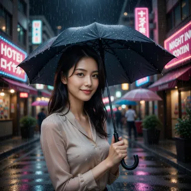 雨の深夜の出会い