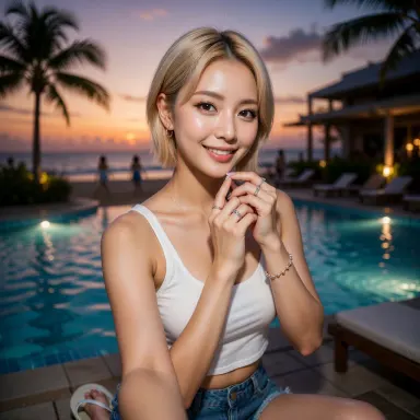 夜の海でのドライブデート